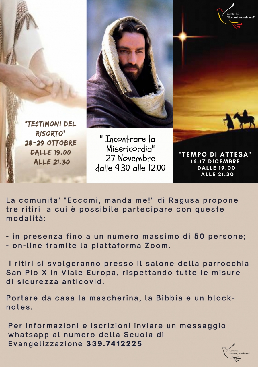 Prossimi ritiri in presenza e on-line