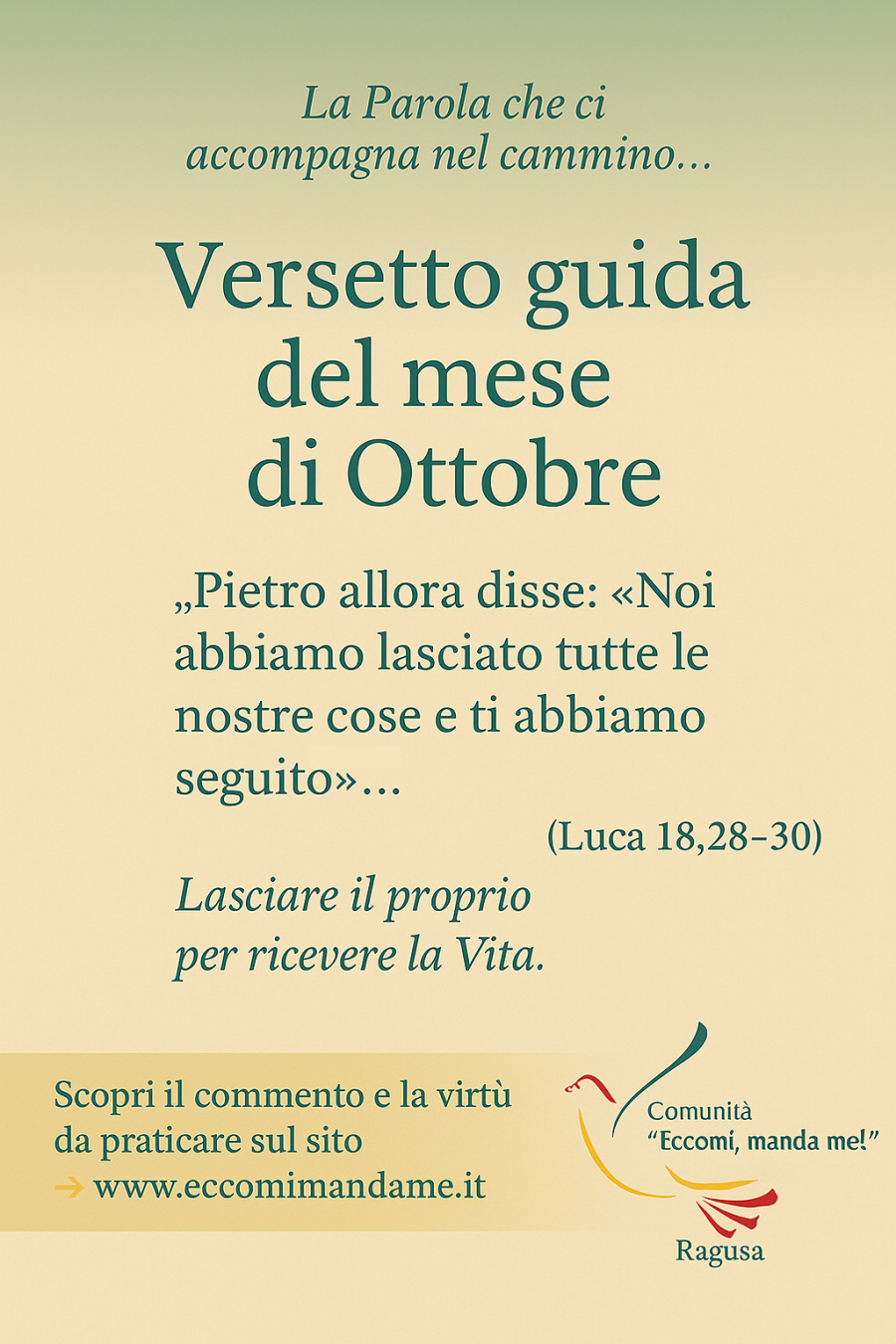 Versetto guida del mese di Ottobre 2025