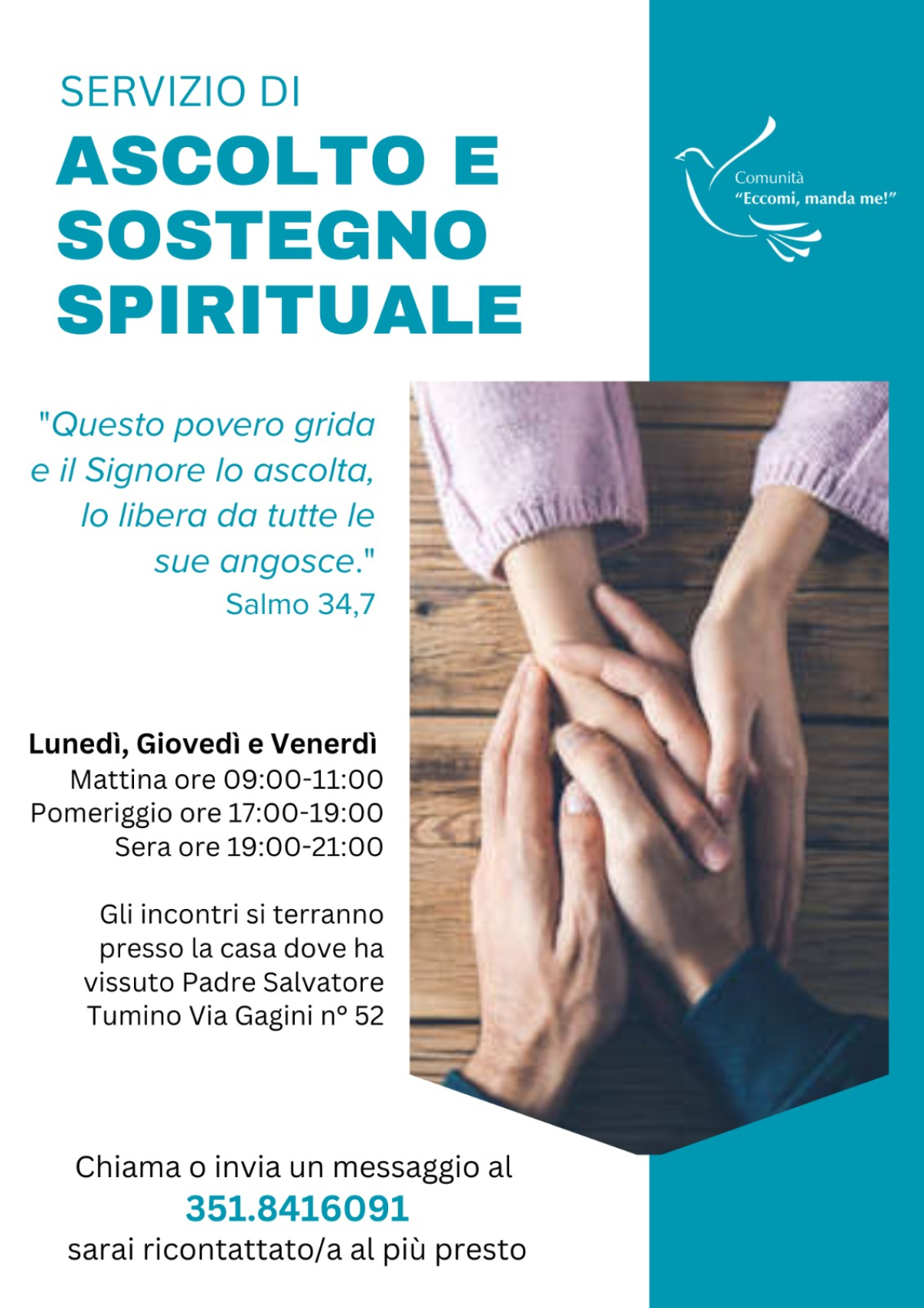 Servizio di ascolto e sostegno spirituale